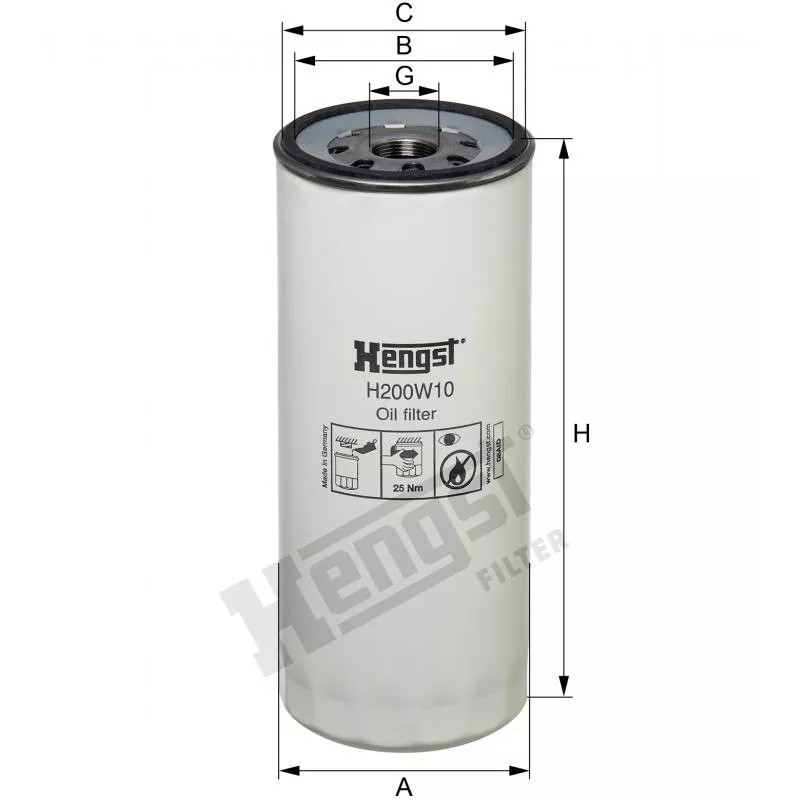 FILTRU ULEI VO.FH12,RVI H200W01 HENGST TEH