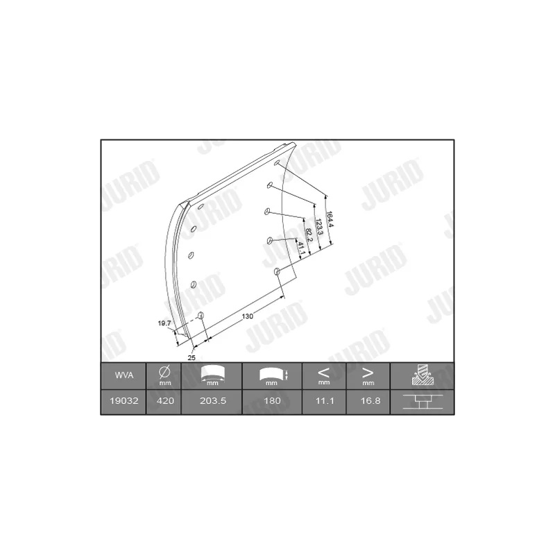 PLACUTE FRINA TAMBUR 19032 BPW 180x18 fi420 TEXTAR